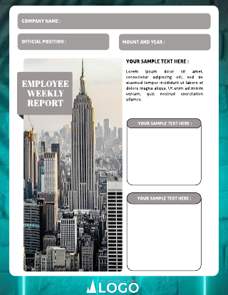 Aqua-Green Employee Weekly Report Template
