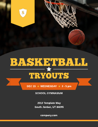 Black Basketball Tryout Flyer Template