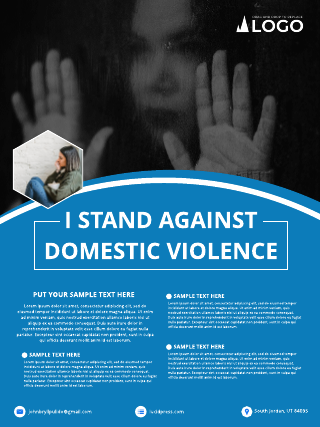 Blue I Stand Against Domestic Violence  Poster Template