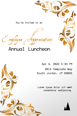 White and Gold Luncheon Invitation Template
