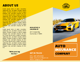 Yellow Orange Car Insurance Brochure Template