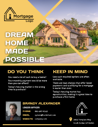 Yellow & Black Mortgage Lenders Flyer Template
