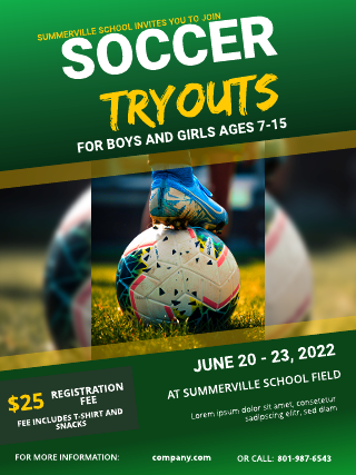 School Soccer Tryouts Poster Template