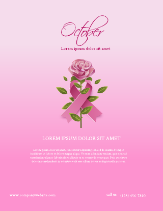 Pink Gradient Rose Breast Cancer Poster Template