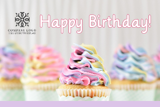Rainbow Cupcake Birthday Postcard Template