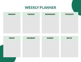 Green Circle Minimal Weekly Planner Template