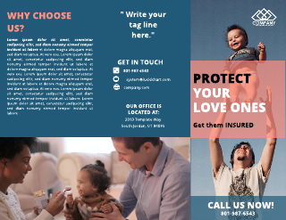 Blue and Pink Very Simple Insurance Brochure Template