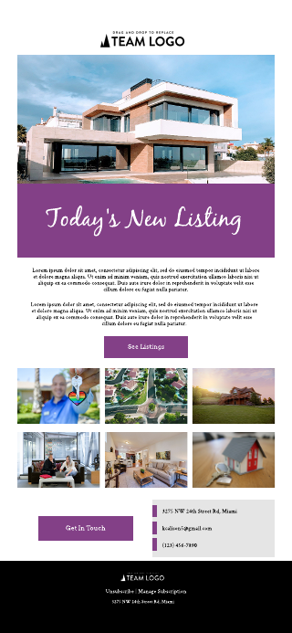 Purple Real Estate Email Template Template