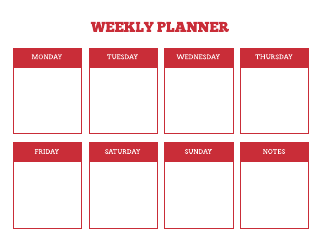 Red Bordered Weekly Planner Template