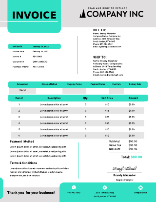 Arctic Blue and Grey Sales Invoice Template