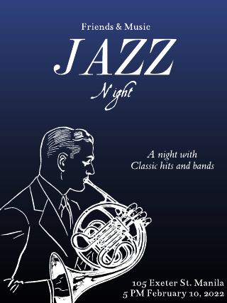 Dark Blue Jazz Concert Poster Template