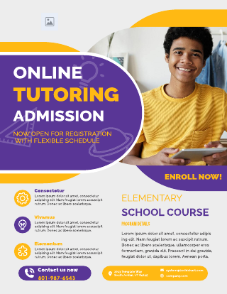 Violet and Yellow Kids Learning Tutor Flyer Template