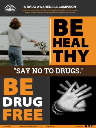 Grey Orange Drug Awareness Poster Template