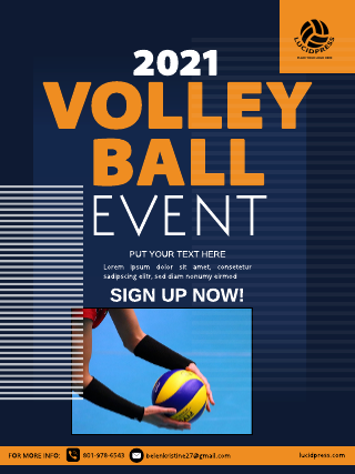 Volleyball Orange Blue Poster Template