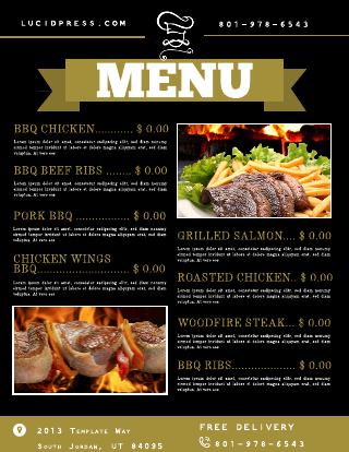 Black and Brown Gold Simple Barbeque Restaurant Menu Template