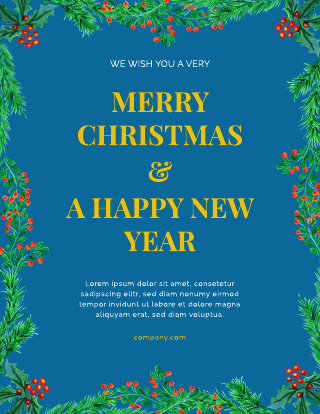 Blue Merry Christmas & Happy New Year Flyer Template