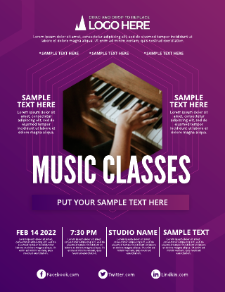 Violet Music Lesson Flyer Template
