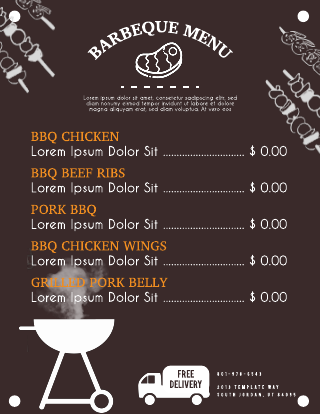 Brown and White Barbeque Restaurant Menu Template