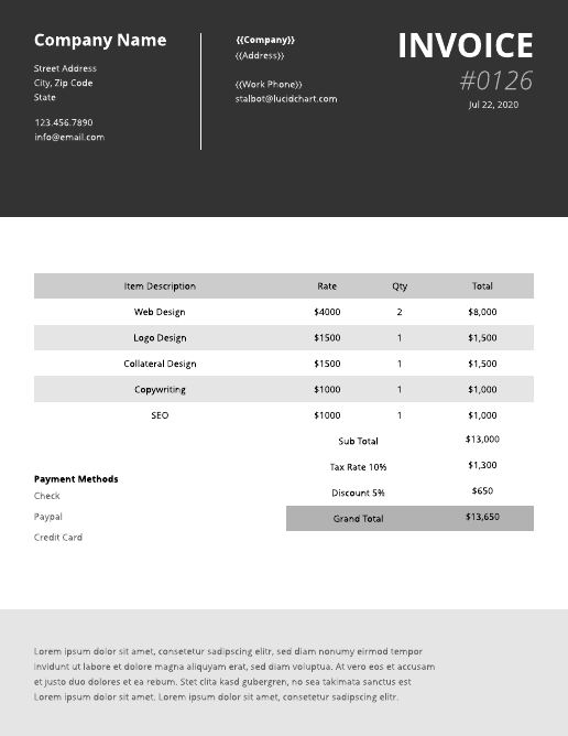 Creative graphic design invoice template | Lucidpress