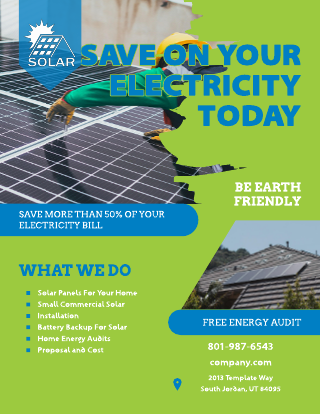 Green & Blue Solar Flyer Template