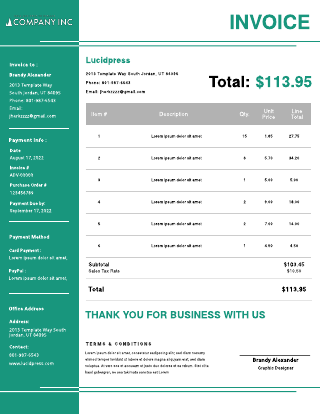 Simple Jade Sales Invoice Template