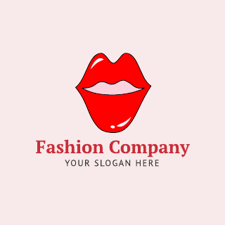Red Lips Fashion Logo Template