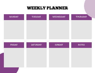 Purple Weekly Planner with Circle Template