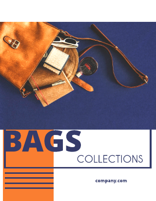 Dark Blue and Orange Bags Catalog Template