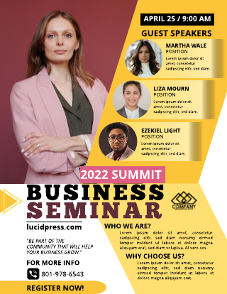 Pink Yellow Business Seminar Flyer Template