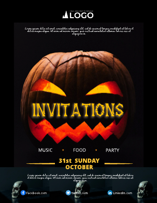 Yellow Halloween Party Invitation Template
