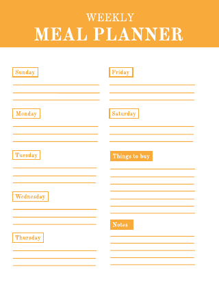 Weekly schedule meal planner template