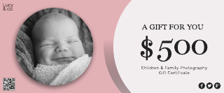 Pink Beige Babies Photography Gift Certificate Template