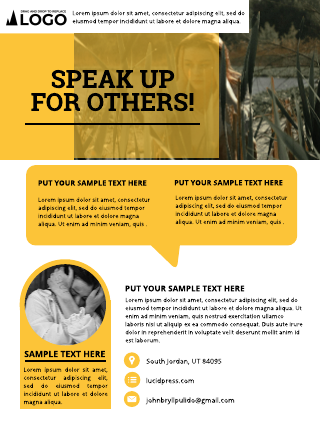 Yellow Speak Up For Others! Poster Template