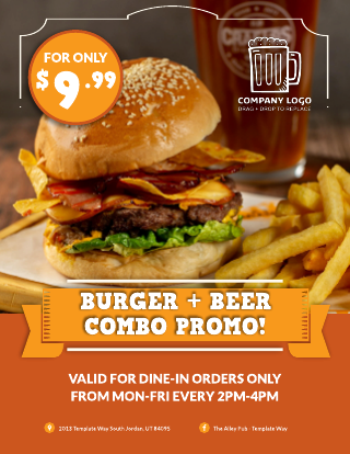 Burger & Beer Combo Promo Bar Flyer Template