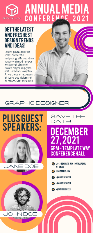 Fun and Quirky Annual Conference Vertical Banner Template