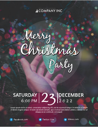 Green Merry Christmas Party Invitation Template