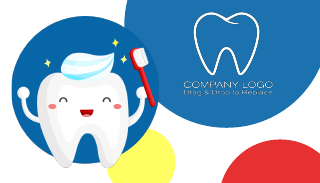 Cartoon Tooth With Brush Dental Business Card Template