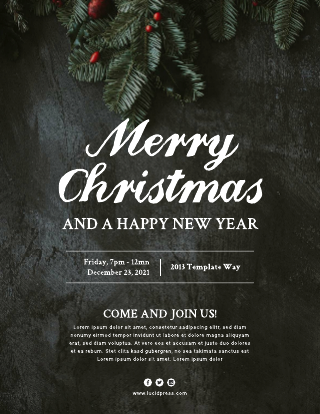Black Merry Christmas Event Flyer Template