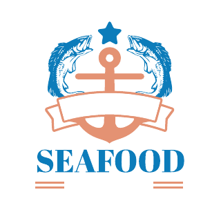 Brown Blue Seafood House Logo Template