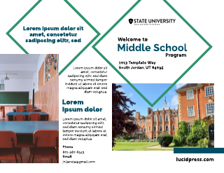 Middle School Education Program Bi-Fold Brochure Template