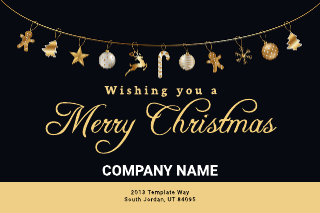 Black and Gold Simple Business Christmas Postcard Template