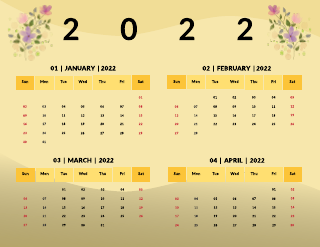 Vector Flower Photo Calendar Template