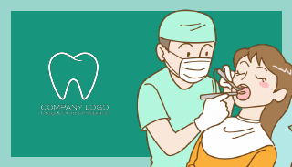 Cartoon Dentist and Patient Dental Business Card Template