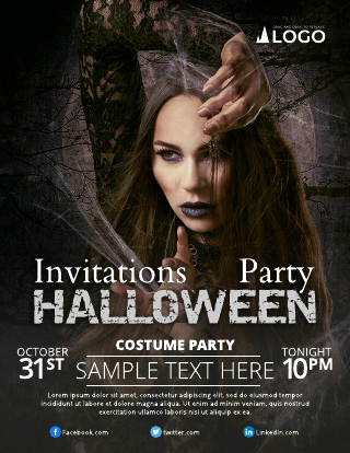 Black Halloween Party Invitation Template