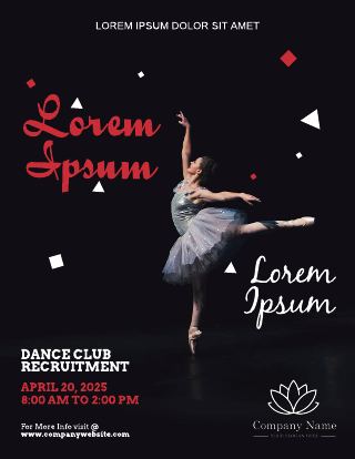 Red and Black Ballet University Recruitment Flyer Template