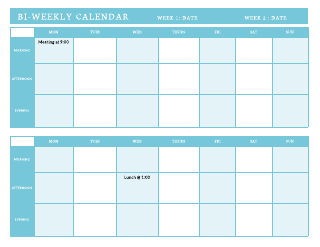 Bi-weekly Calendar Template
