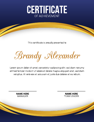 Blue And Yellow Certificate Template