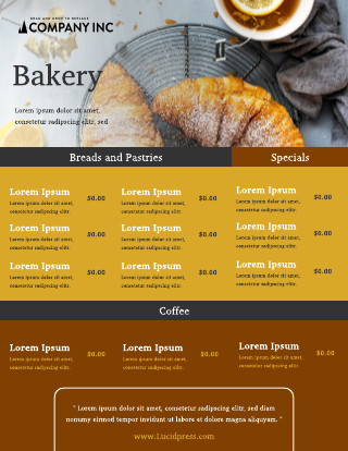 Gold and Brown Bakery Menu Template