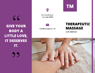 Purple Therapeutic Massage Brochure Template