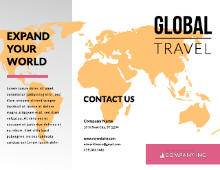 Travel Golden World Map Brochure Template